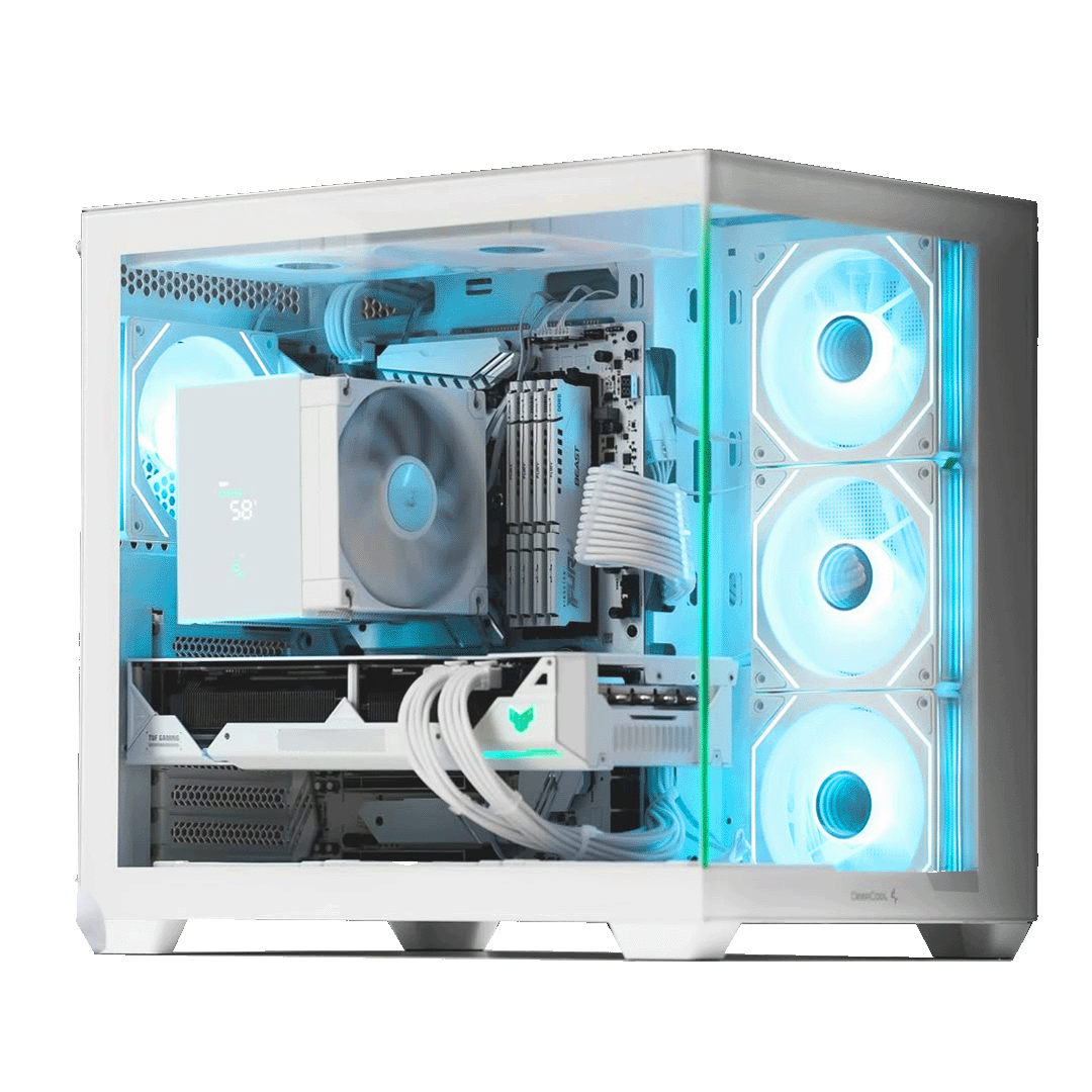 White Gaming PC: AMD Ryzen 7 9800X3D, RTX 5070 Ti White OC, 32GB DDR5, 1TB NVMe SSD, 850W Gold PSU
